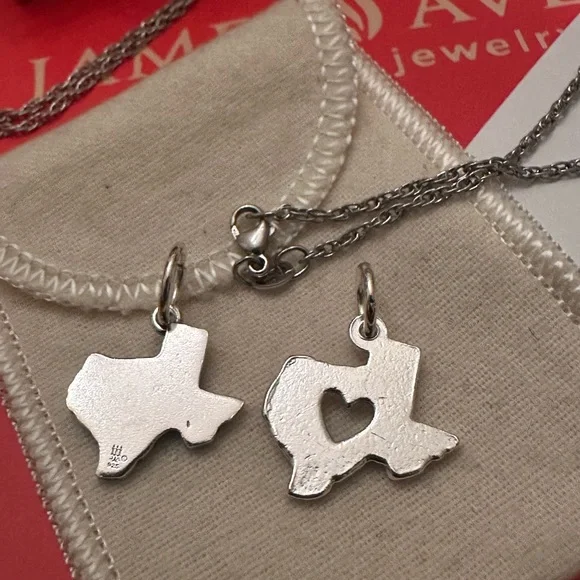 James Avery Texas Charms W/Rope Necklace!! 20” Necklace/Heart Of Texas/Kerrville